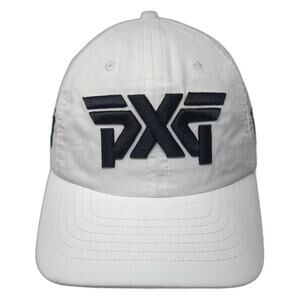 PXG Baseball Cap Hat White Black OS Strapback Golf Embroidered Logo Adjustable